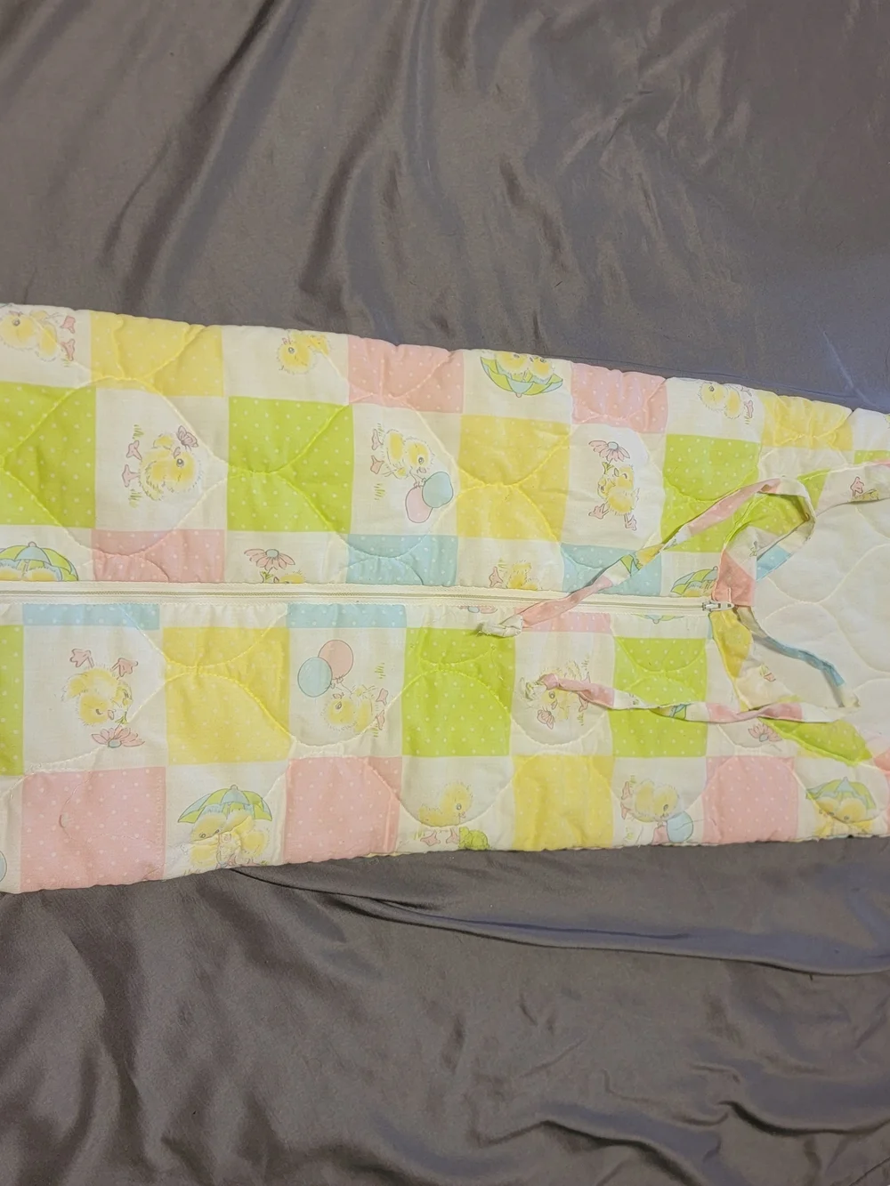 Vintage Quilted Baby Bunting Sleep Sack Pastel Chick Patchwork 29 Inches